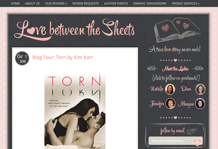 Love Between the Sheets custom book blog design by Priceless Design